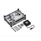 Kit Case Acrilico + Cooler + Dissipadores Raspberry Pi3/nfe