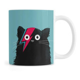 Taza Personalizada Gato Negro Parodia David Bowie