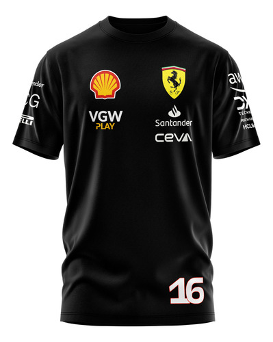 Remera Ferrari 2024 Formula 1 Charles Leclerc 16 Algodón