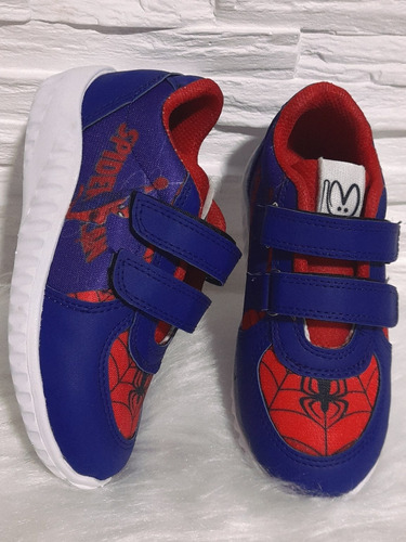 Zapatillas Spiderman Hombre Araña Abrojos Velcro Y Cordones