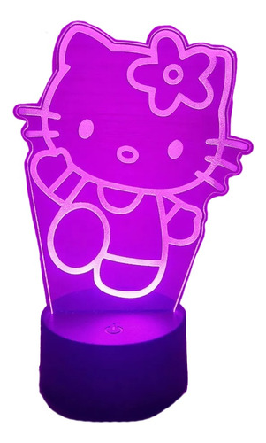 Hello Kitty Lámpara Led Ilusión 3d Decoración Luz De Noche