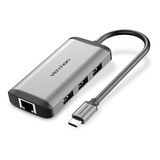 Adaptador Hub Vention Usb C 6 En 1 - Rj45 / Hdmi / Usb A/ Pd