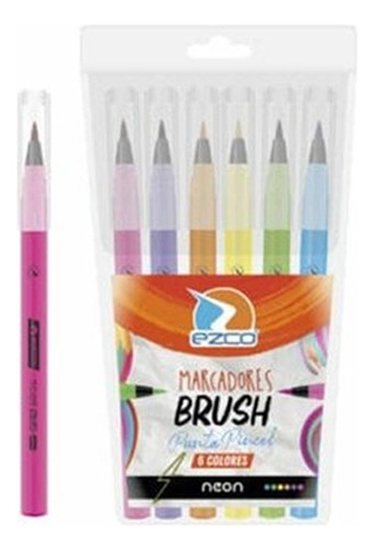 Marcador Punta Pincel Brush Lettering Ezco X6 Colores Pastel