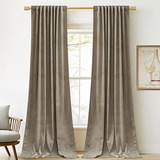 Cortinas De Terciopelo Beige, 90 Pulgadas, Modernas