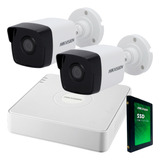 Kit Ip Hikvision Nvr 4 Ch Poe + 2 Camaras 2mp Ip67 + Disco