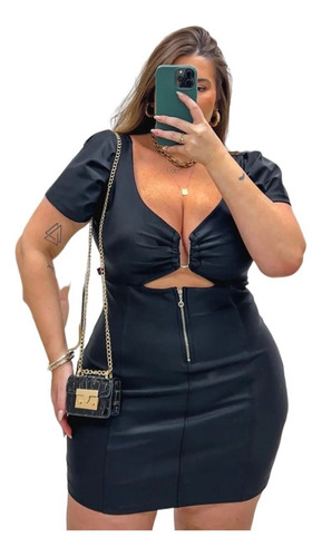 Vestido Plus Size Curto Preto Festa Tubinho Prada Luxo Decot