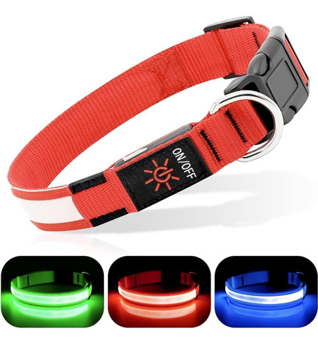 Collar Para Perro Con Luz Led Ajustable Paseo Nocturno