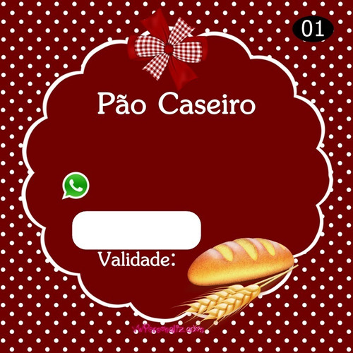 200 Etiquetas Adesivas Personalizadas P/ Pão Caseiro 7x7