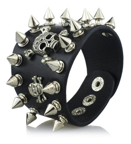 Brazalete Tipo Calavera. 21 Cms. De Largo. Cuero. Pulsera.