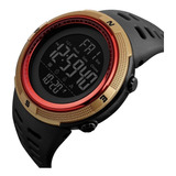 Reloj Digital Deportivo Sumergible Skmei 1251 Color Oro Rojo