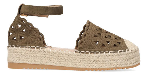 Alpargatas Ozono Para Mujer Estilo 671501 Verde Militar