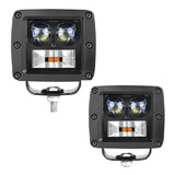 Par De Faros Dually Fondo Negro Led Blanco/ambar