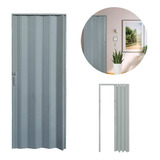 Cortina Porta Sanfonada De Correr Cinza Em Pvc 2,10m X 72cm