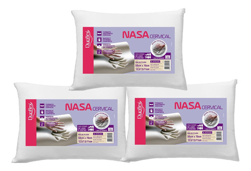 Kit 3 Travesseiros Nasa Cervical 50x70cm - Duoflex