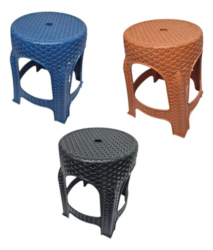 Pack 4 Bancos De Plástico Resistente De 4 Patas Rattan Reit