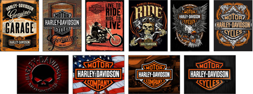 Carteles Bar Harley Davidson Hd Colección Metálicos Motos