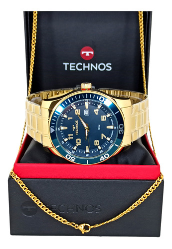 Relógio Technos Masculino Performance Racer Dourado Original