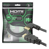 Cabo Hdmi L 3m 90 Graus Blindado 2.0 Ethernet 3 Metros 4k