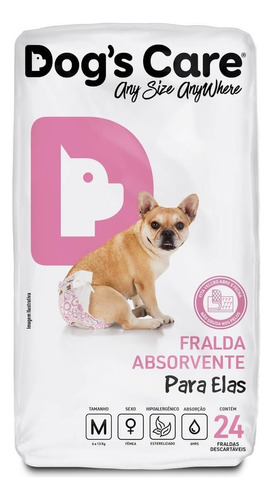 Fralda Descartável Higiênica P/ Cães Fêmea Dogs Care M 24 Un