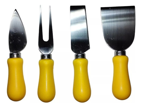 Set 4 Cuchillos Queso Acero Inoxidable Cubiertos Con Mango