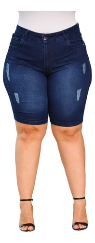 Berrmuda Jeans Ciclista Feminina Plus Size Cintura Alta