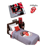 Cubrecama The Rolling Stones 1 Plaza 1/2 + Rock And Roll Color Gris Oscuro