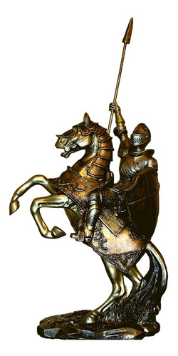 Enfeite Decorativo Cavalo E Cavaleiro Medieval Resina 41cm