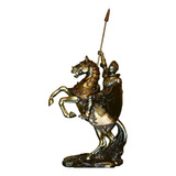 Enfeite Decorativo Cavalo E Cavaleiro Medieval Resina 41cm