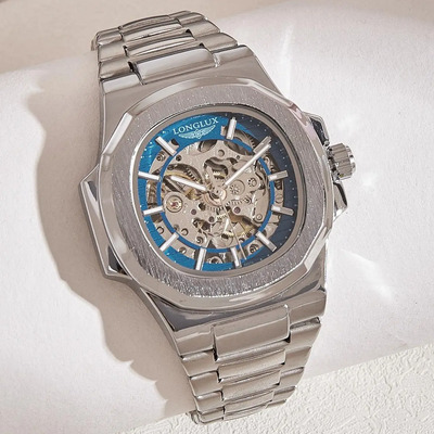 Relógio Mecânico Automático Masculino Oco, Pulseira