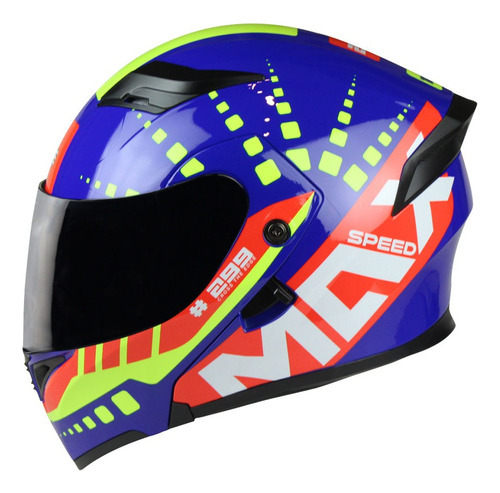 Casco Abatible De Moto Edge Helmets Maxspeed Certificado Dot Color Azul/rojo Tamaño Del Casco L