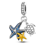 Dije Charm Clip Concha Estrella De Mar Plata 925