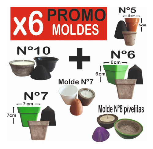 X6 Moldes 3d P/hacer Maceta Cemento O Yeso Velas Souvenirs!!