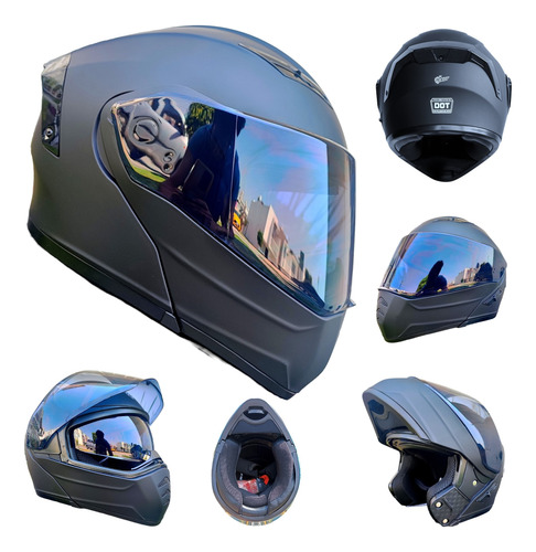 Casco Para Moto Negro Mate Estelar Abatible Kov Certificado