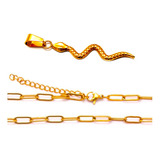 Conjunto Oro 18 Kilates Chain 50 A 55cm X 4mm + Dije Cobra