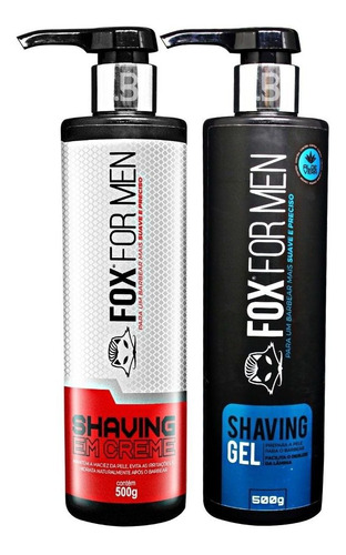Kit Shaving Creme E Gel Pré E Pós Barba Fox For Man 500g