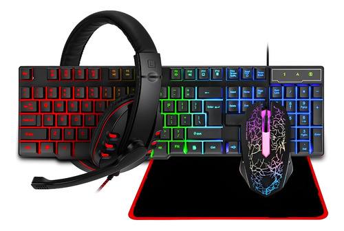 Kit Gamer Teclado + Mouse + Audifonos Led Rgb Usb Gamer