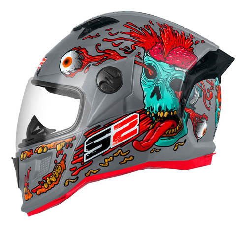 Capacete Para Moto Fechado Stealth Zombie Brilhante Unissex