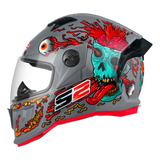 Capacete Para Moto Fechado Stealth Zombie Brilhante Unissex