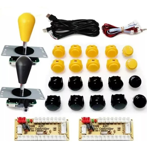 2 Kit Arcade Joystick Tipo Sanwa Palanca 20botones/2tarjetas