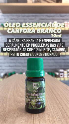 Óleo Essencial Cânfora Branca 100% Puro Natural 10 Ml - Rhr Tipo De Embalagem Vidro Fragrância Cânfora Branca