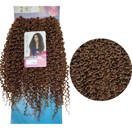 Cabelo Cacheado Nathaly Bio Orgânico Fibra Premium 300g 80cm Cor Acobreado 30