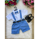 Conjunto Infantil Camisa Branca C/ Short Azul Serenity 