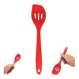 Colher Vazada Silicone Utensílio Cozinha Vermelho E Preto 