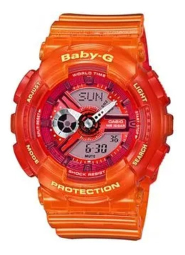 Baby G Mujer Ba 110jm 4a Original Sumergible Naranja