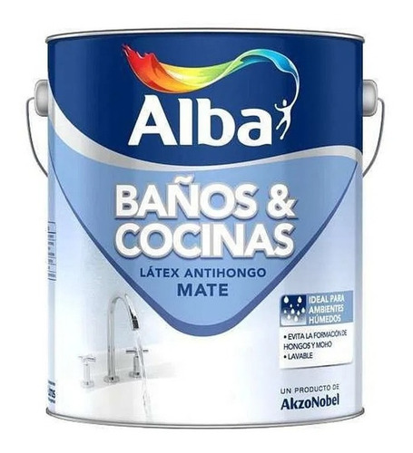 Latex Baños Y Cocinas Alba Antihongo X 1lts Color Blanco