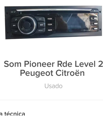 Rádio Pioneer Citroen Rde Level 2 Can