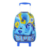 Mochila Rodinha G Escolar Blue Clues Nickelodeon Dermiwil Cor Azul Desenho Do Tecido As Pistas De Blue E Você