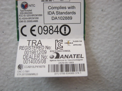 Tarjeta Wifi Broadcom Bcm94313hmg2l Laptops Acer One 756