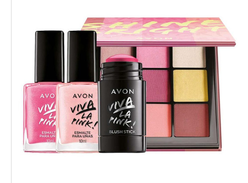 Avon Viva La Pink Combo Rubor + Sombra+ 2 Esmaltes