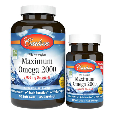 Carlson Labs Maximum Omega 2000 90+30 Softgels Sabor Limón | Meses sin interés